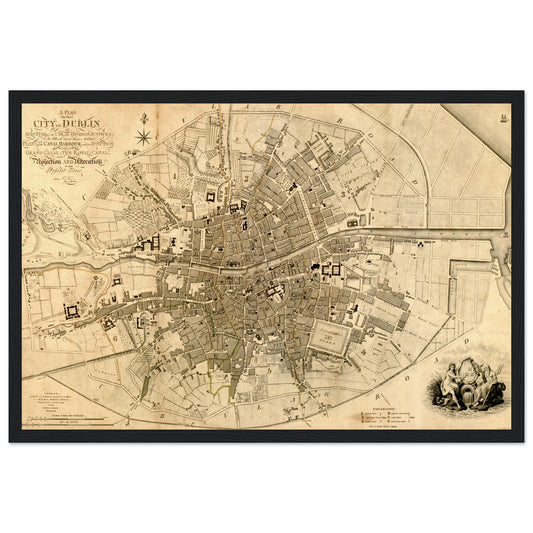1797 Dublin Map by William Faden Framed Print – Irish wall art print | Buy Irish Art