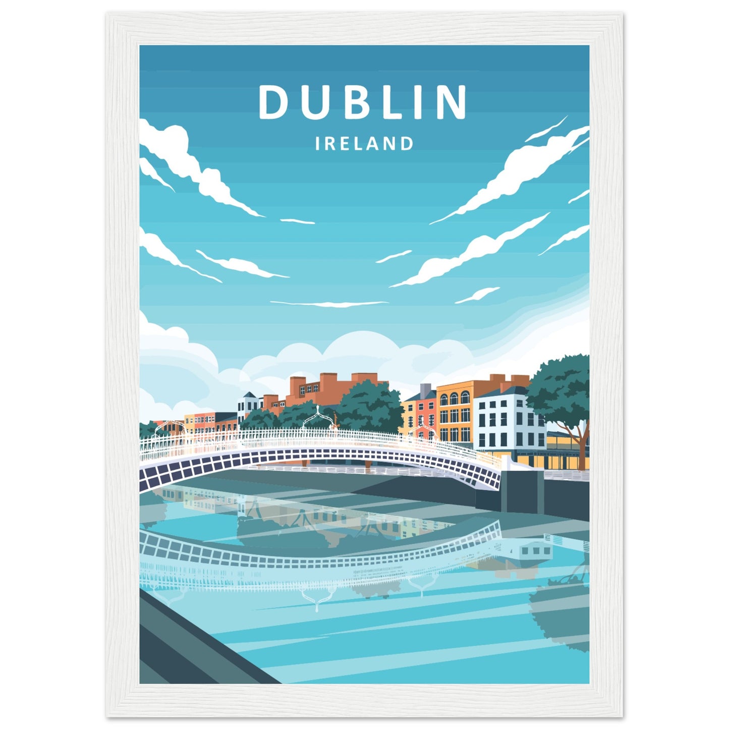 Dublin City Irland Retro-Reise Gerahmter Kunstdruck