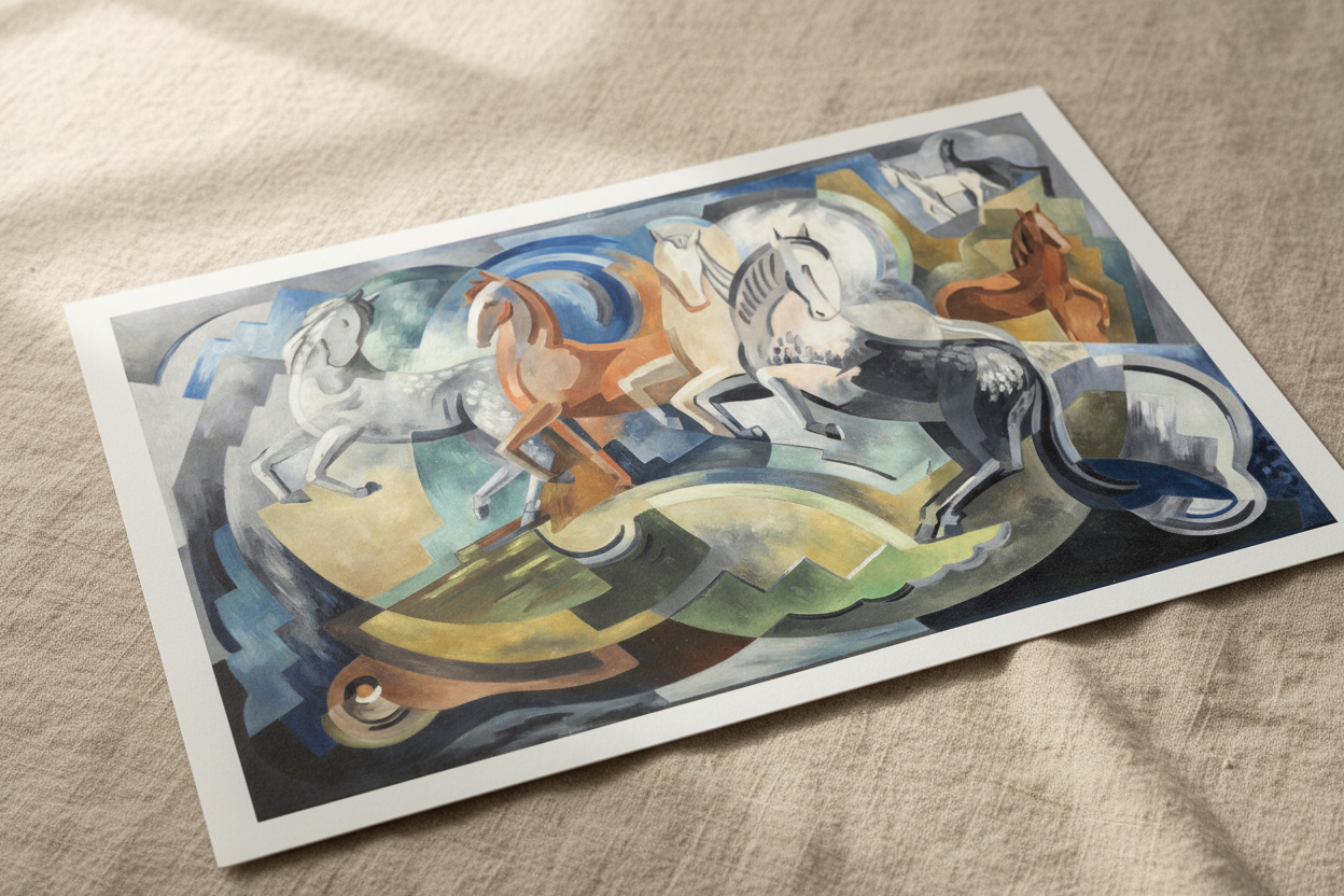 Impression d'art abstrait « Chevaux d'Achill » par l'artiste irlandais Mainie Jellett