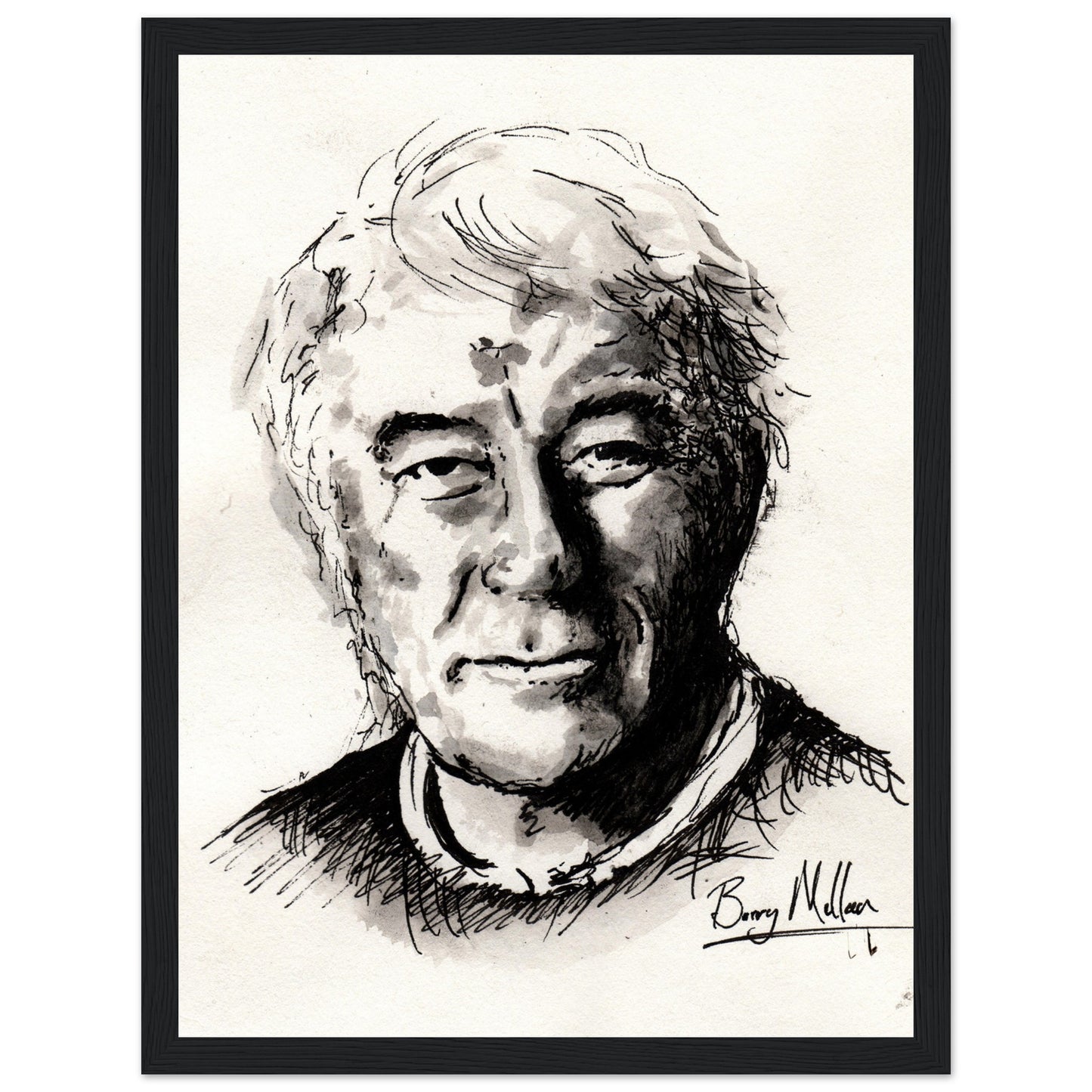 Irish Poet, Seamus Heaney, Black and White Portrait Framed Art Print Poster Direct From the Artist Buy Irish Art