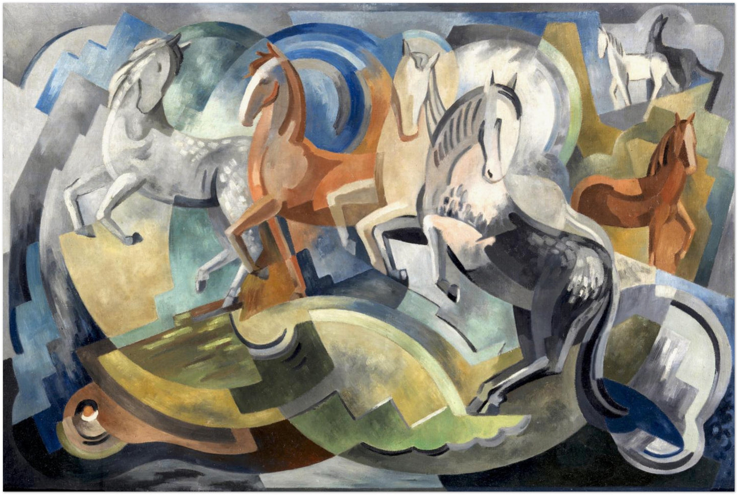 Achill Horses von der irischen Künstlerin Mainie Jellett, abstrakter Kunstdruck