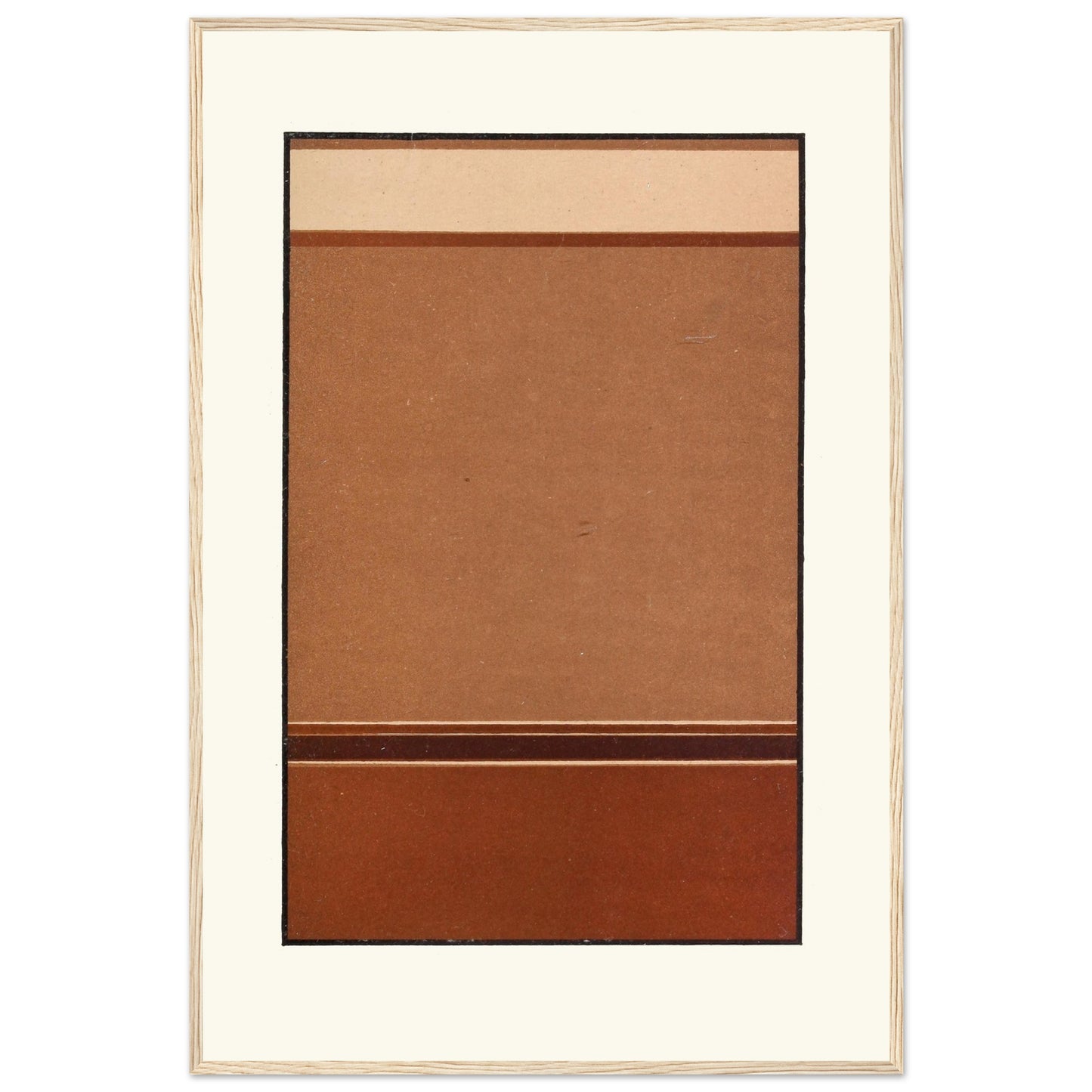 Framed abstract art piece on a wall above a wooden console table in a living room.
