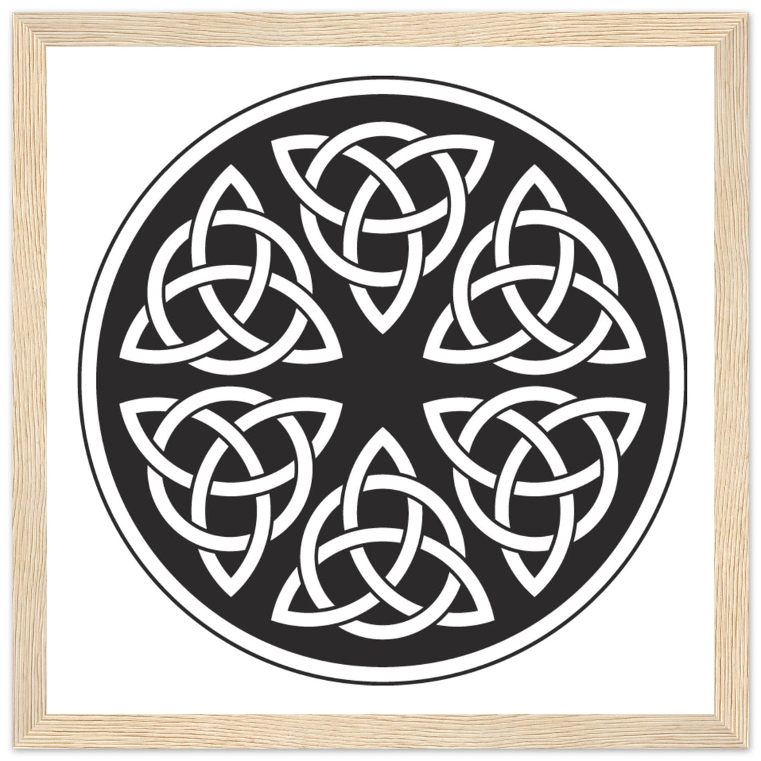Celtic knot art print — black and white circular design