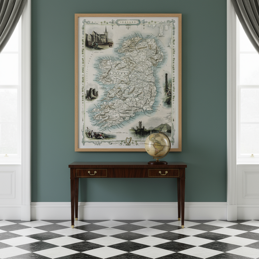 Old Map of Ireland – Vintage Antique Framed Print