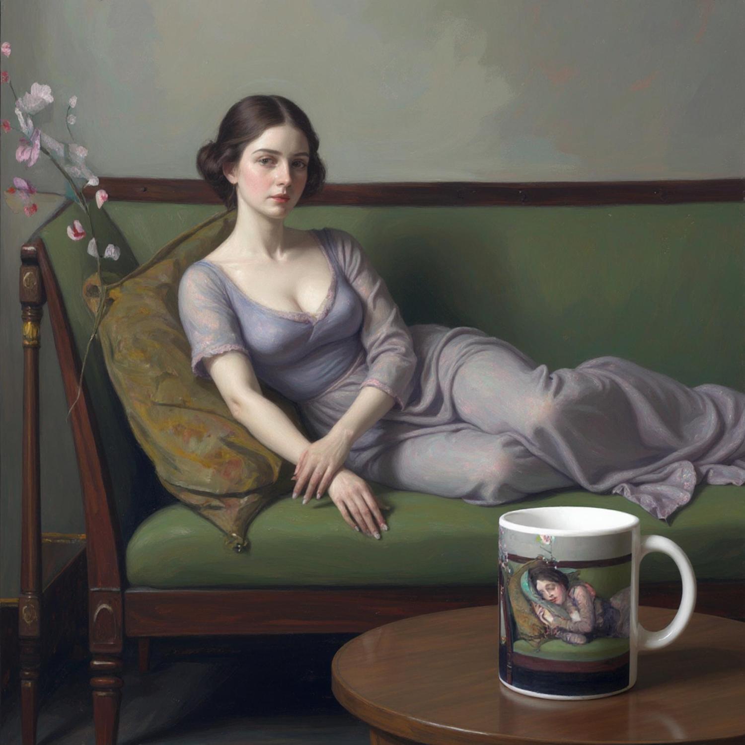 The Green Sofa Mug by Sir John Lavery Tea Cup