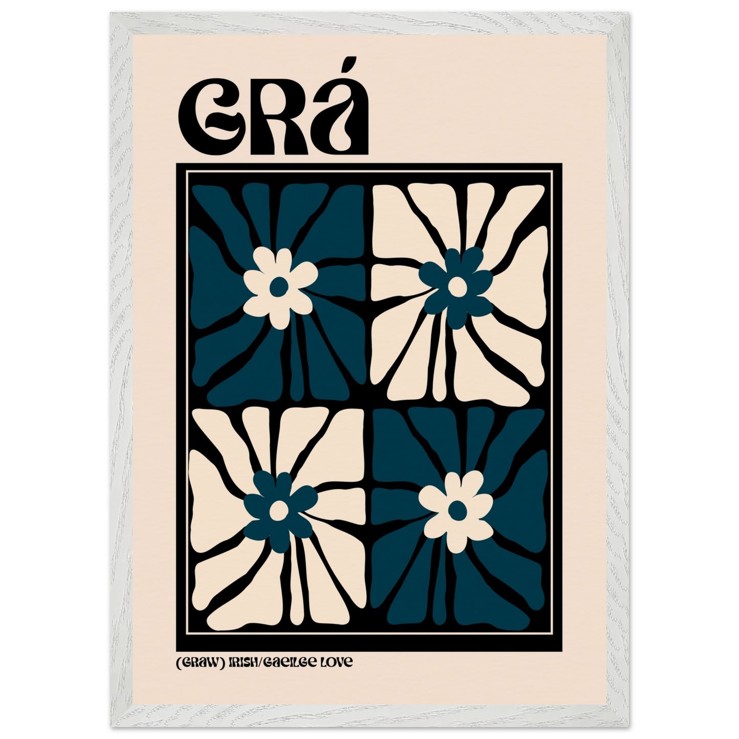 Grá as Gaeilge print — Irish language love wall art with floral motifs