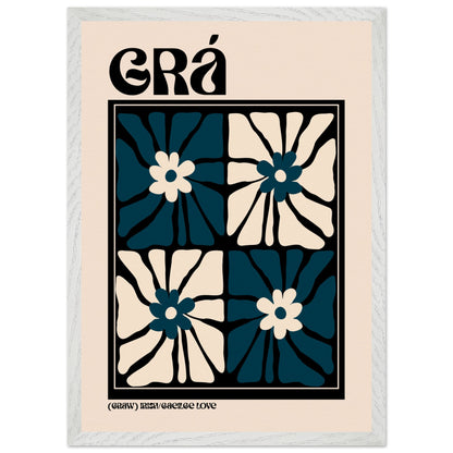 Grá as Gaeilge print — Irish language love wall art with floral motifs