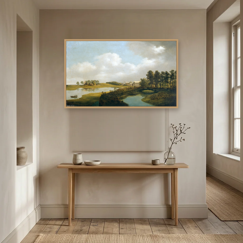 The Mill, Ballinrobe art print, framed and hung in a hallway