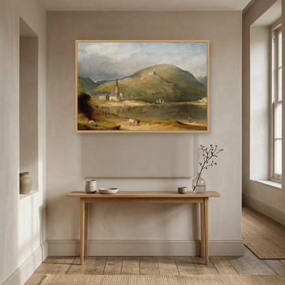 Bernkastel on the Moselle art print, framed and hung in a hallway