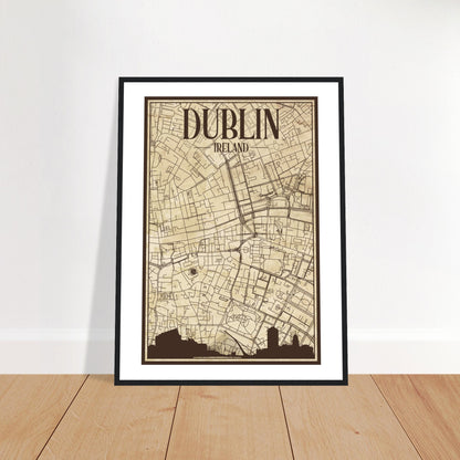 Gerahmtes Poster Dublin Irland Vintage Stadtplan