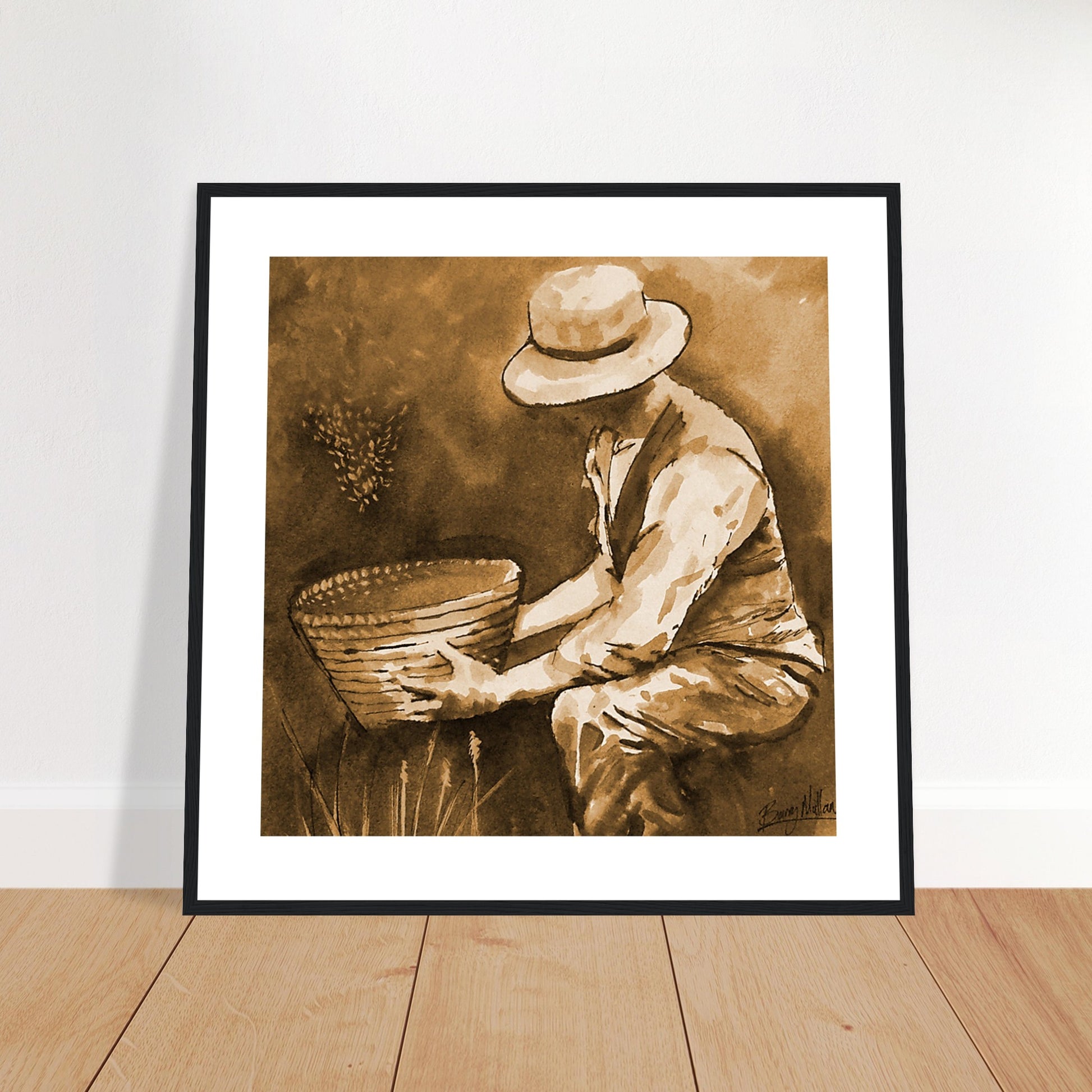 Capture the essence of Irish beekeeping with this stunning art print. Depicting the dedication and craftsmanship of beekeepers tending to buzzing hives. Perfect for beekeeping enthusiasts and admirers of age-old crafts.