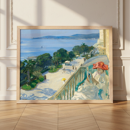 The Terrace, Cap d'Ail John Lavery print in black frame – 40x50 cm framed Irish art print
