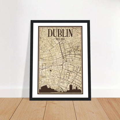 Gerahmtes Poster Dublin Irland Vintage Stadtplan