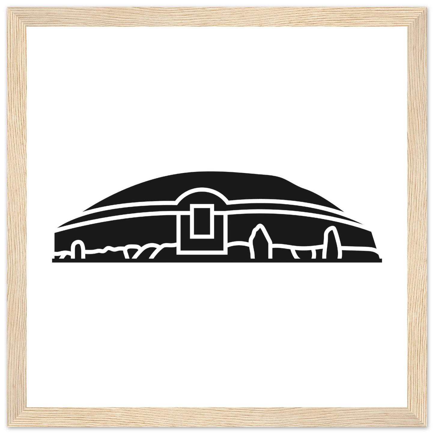 Moderne irische minimalistische Newgrange Illustration gerahmter Wandkunstdruck