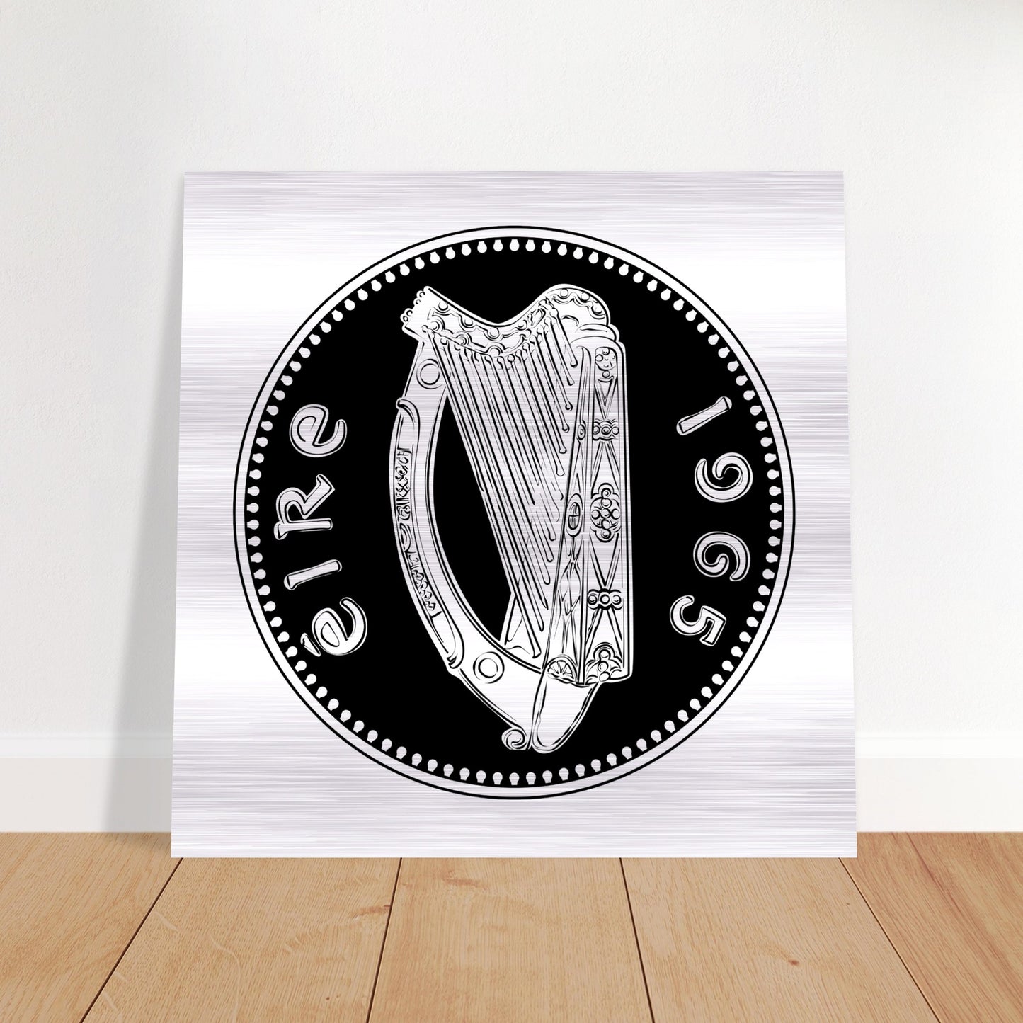 Old Irish Money Penny Celtic Harp Brushed Aluminum Print