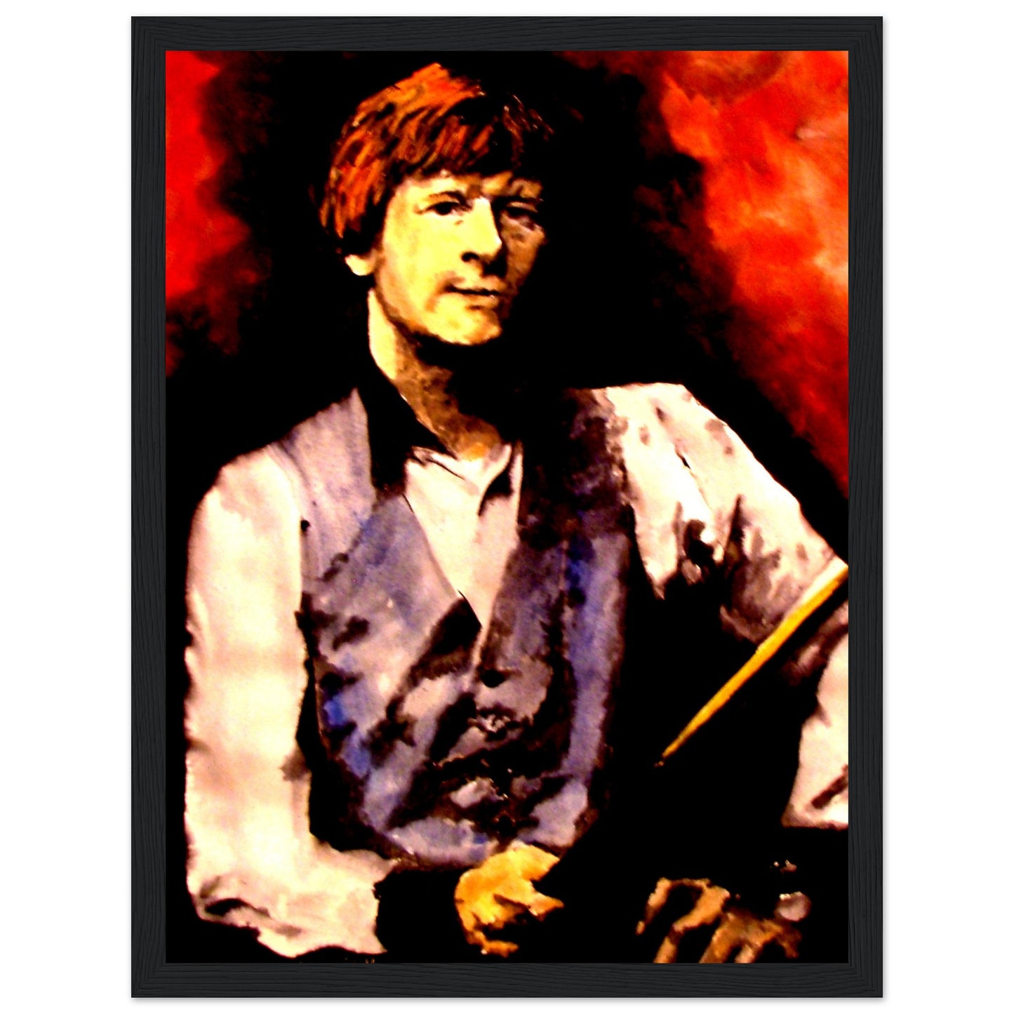 Framed art print of Alex Higgins, World Snooker Champion, by Belfast-born artist B. Mullan. This detailed artwork captures Higgins' legacy, making it perfect for homes, offices, or sports-themed spaces. A tribute to a Northern Irish snooker legend.