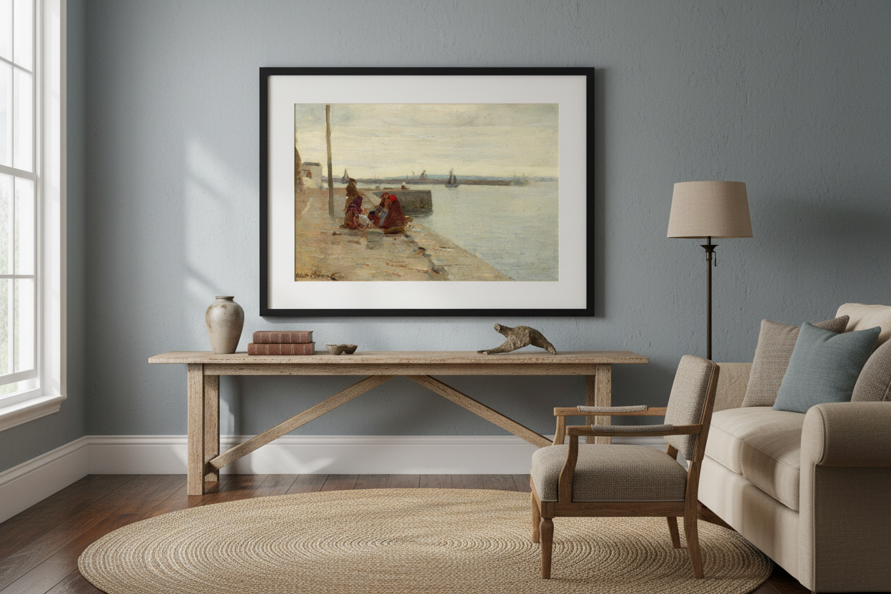 Femmes sur un quai de Galway par l'artiste irlandais Walter Frederick Osborne Impression d'art