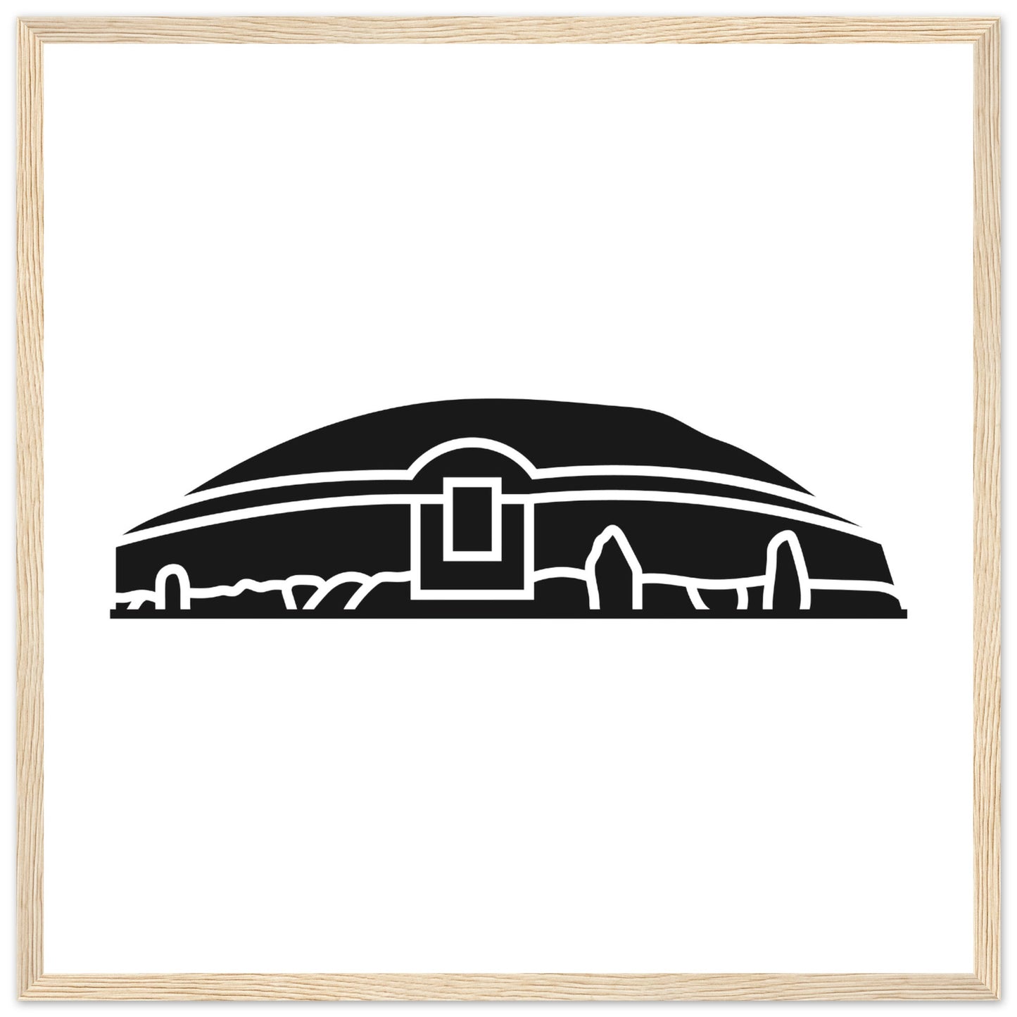 Moderne irische minimalistische Newgrange Illustration gerahmter Wandkunstdruck