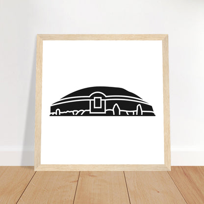 Moderne irische minimalistische Newgrange Illustration gerahmter Wandkunstdruck