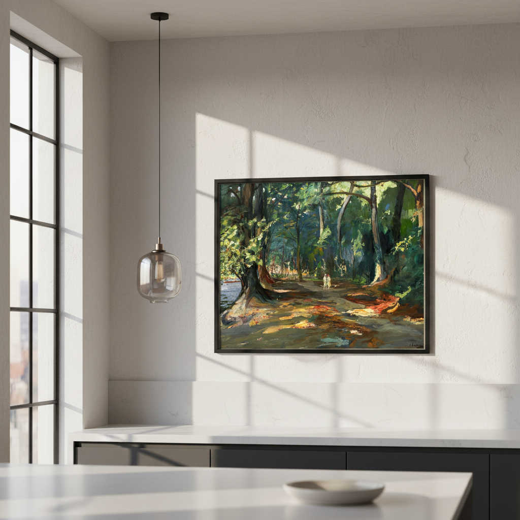 The Path by the River, Maidenhead by Sir John Lavery — framed Irish art print in Parisian apartment interior