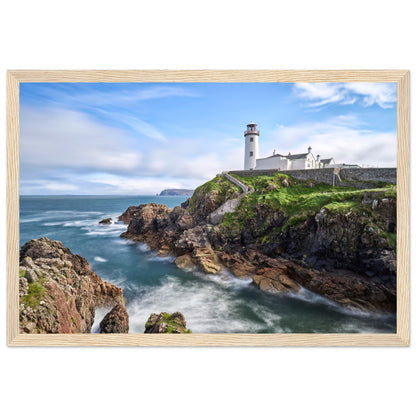 Capture the breathtaking beauty of Fanad Head Lighthouse in Co. Donegal, Ireland with our framed print. This captivating piece beautifully portrays the iconic landmark, offering a slice of Ireland's rugged coastal charm for your home decor.