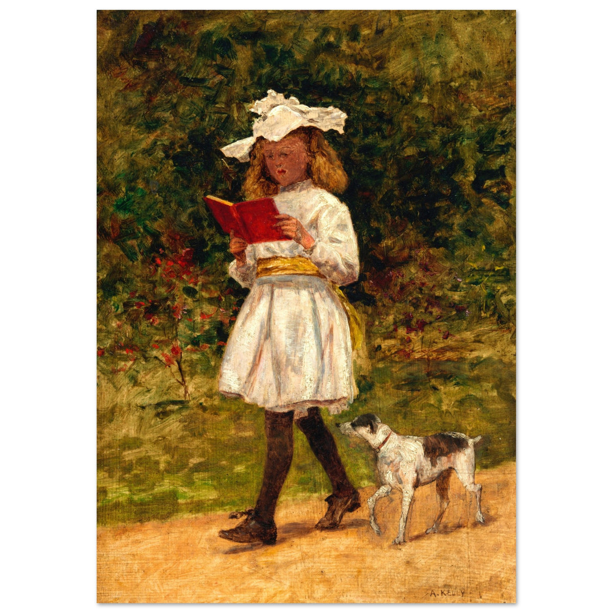 A Young Girl Reading by Aloysius O'Kelly Art Print (view 12)