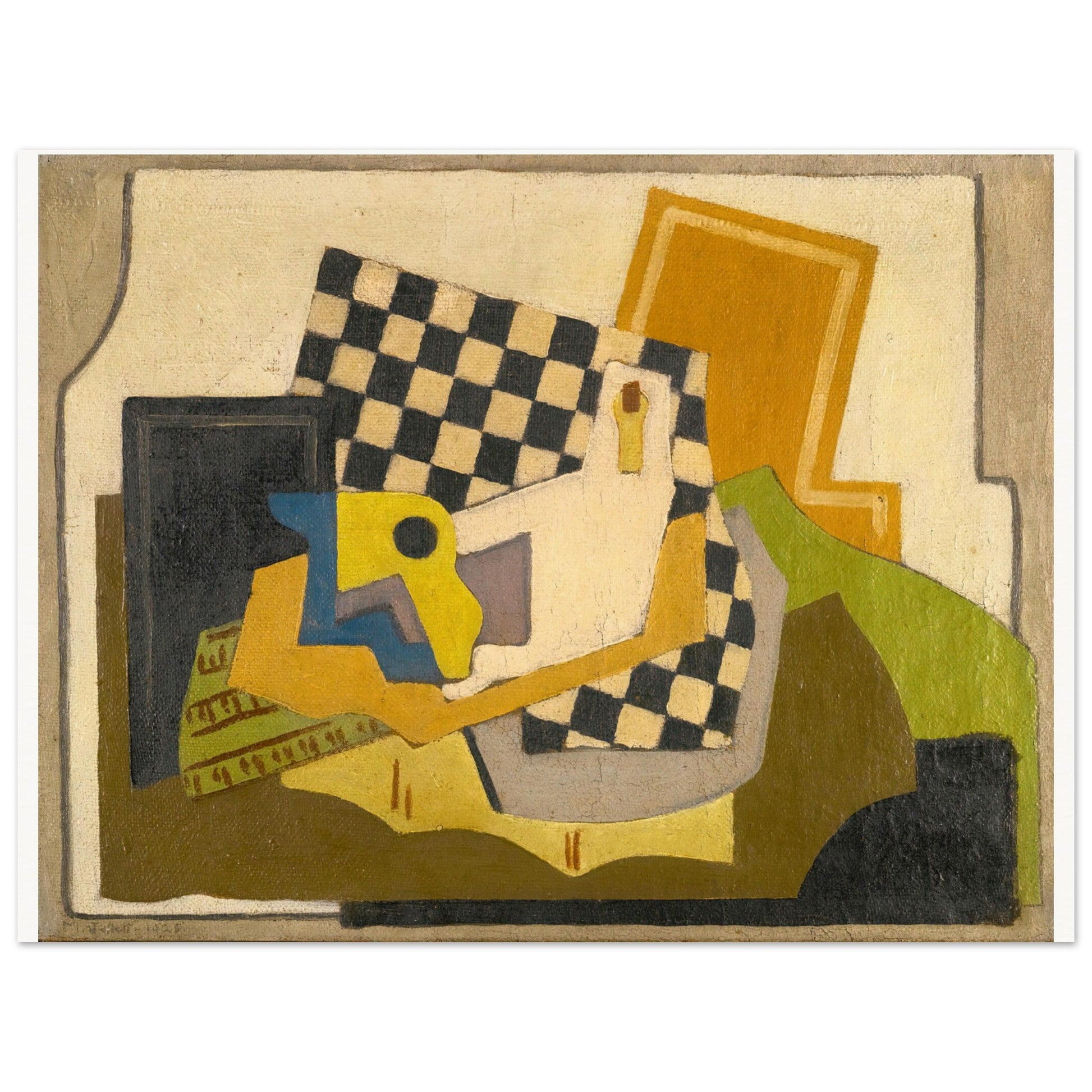 Composition (Chessboard) by Mainie Jellett - unframed print, close-up of paper texture