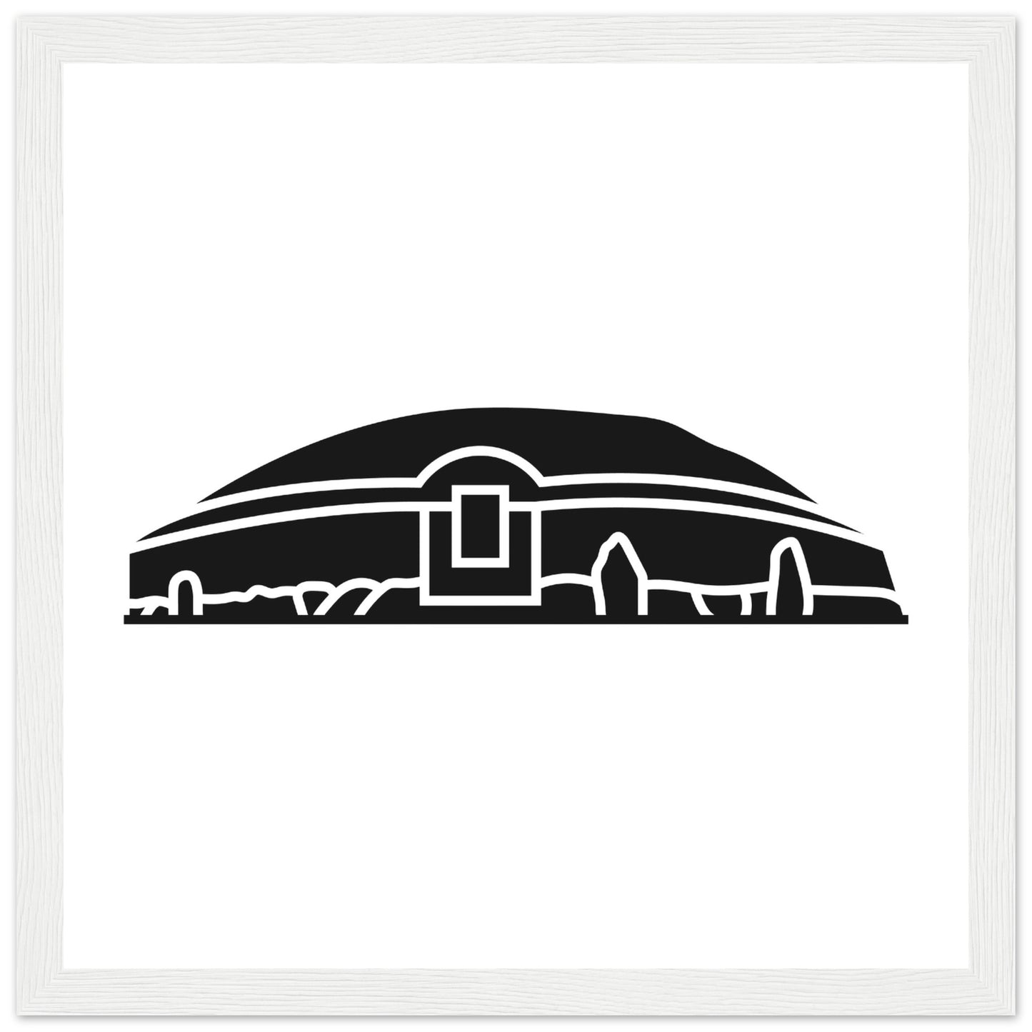 Moderne irische minimalistische Newgrange Illustration gerahmter Wandkunstdruck