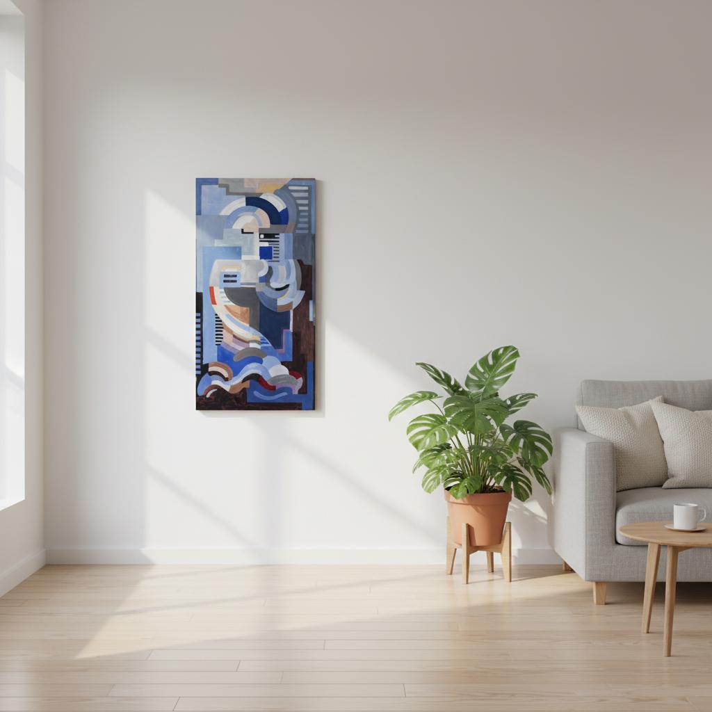 Abstract 1932 by Mainie Jellett framed Irish modern art print displayed in contemporary living room