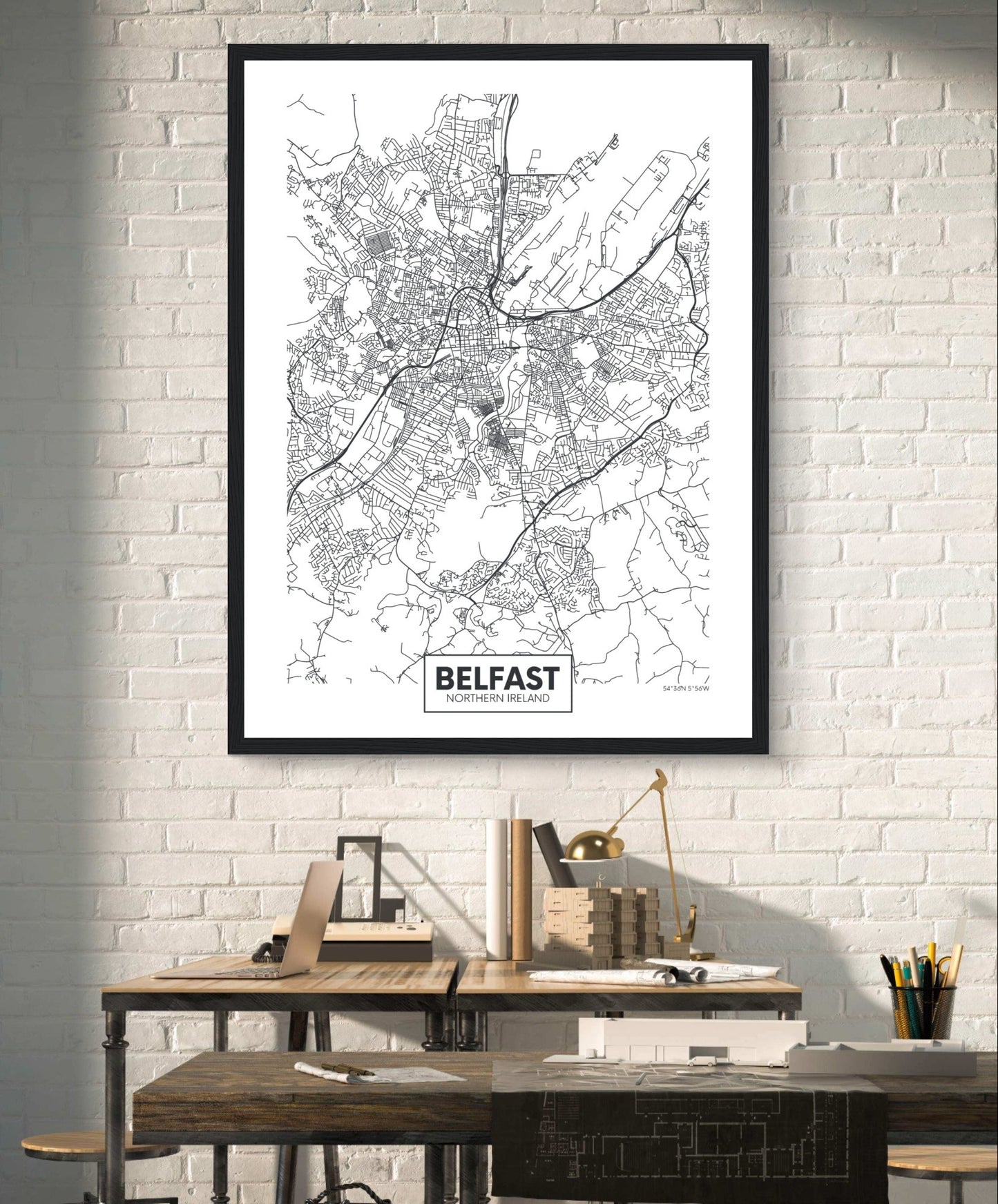 Belfast City Framed Map Art Prints