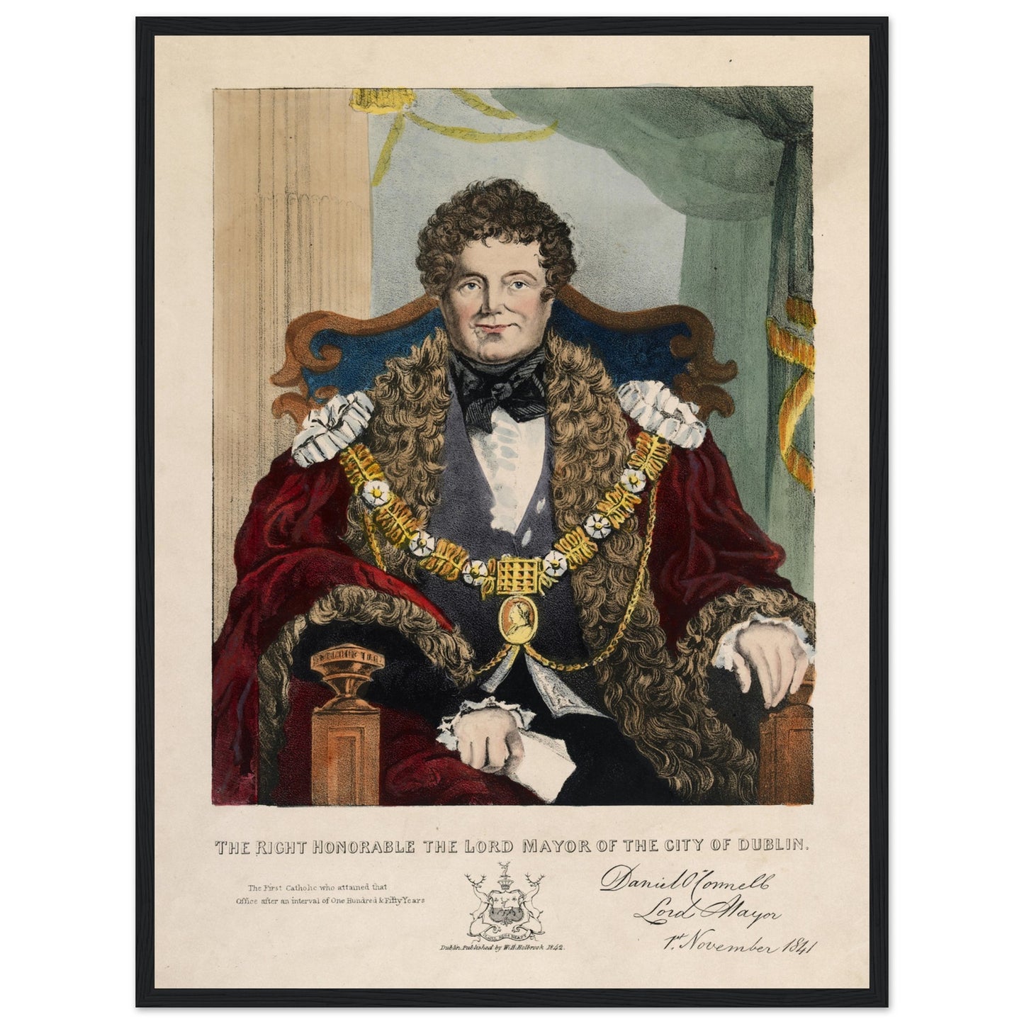 Daniel O’Connell Lord Mayor portrait in black wooden frame