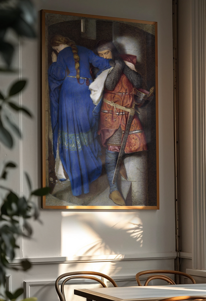 Hellelil und Hildebrand, das Treffen auf der Turmtreppe des irischen Künstlers Frederic William Burton, Kunstdruck