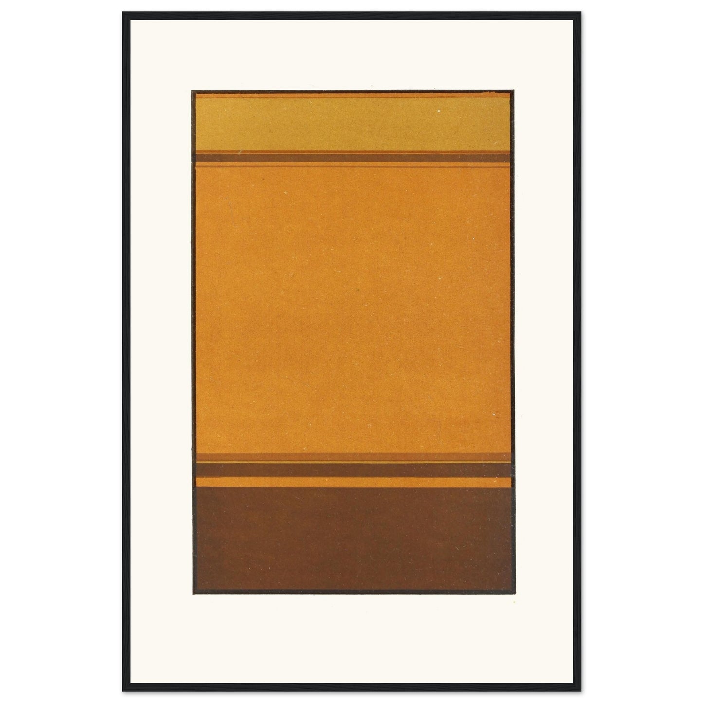 Large 60×90 cm framed James Ward abstract print, black FSC wood frame, rich warm tones.