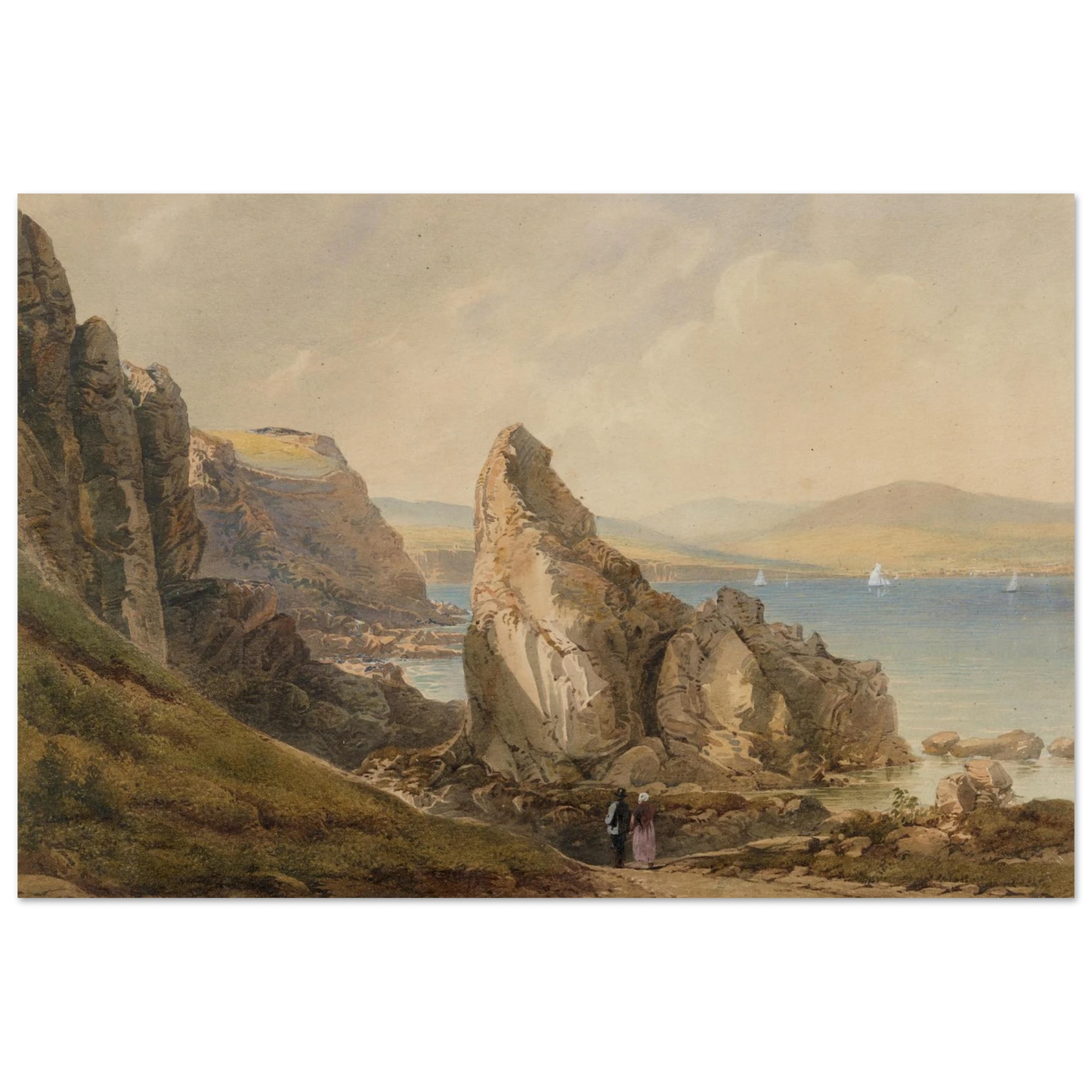 Large Black Wooden Framed reproduction of A Bay near Howth by Henry Newton from the National Gallery of Ireland