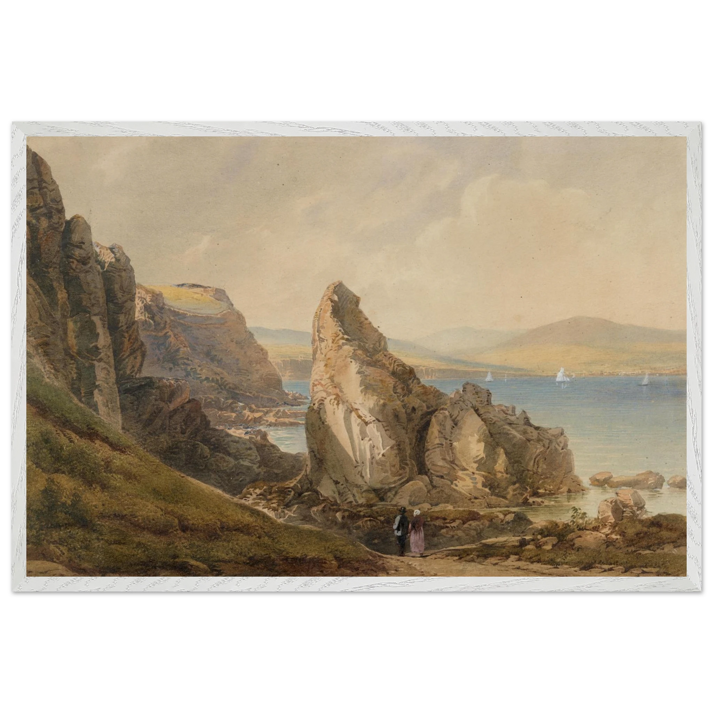 Large White Wooden Framed reproduction of A Bay near Howth by Henry Newton from the National Gallery of Ireland
