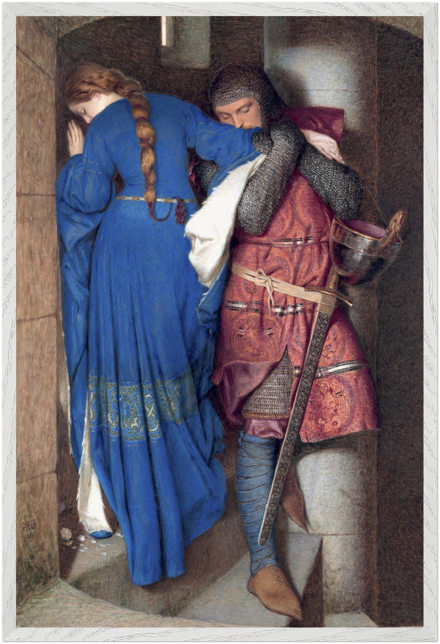 Hellelil und Hildebrand, das Treffen auf der Turmtreppe des irischen Künstlers Frederic William Burton, Kunstdruck