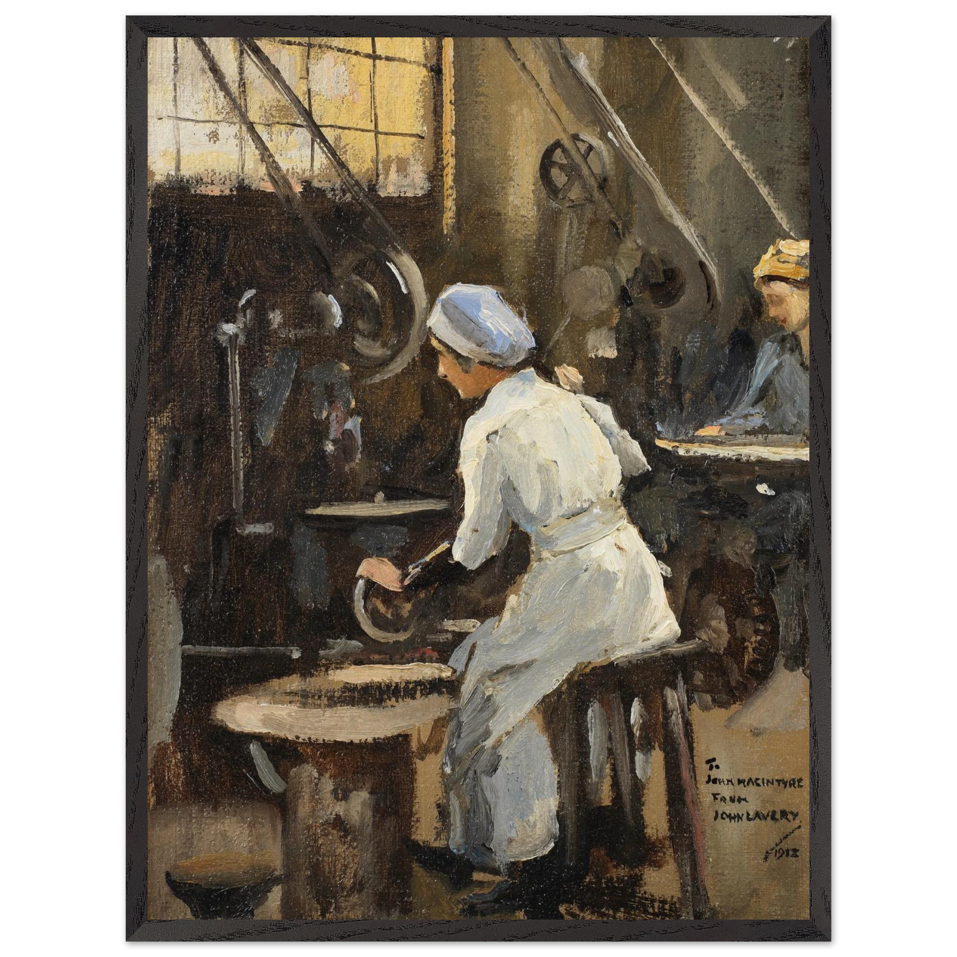 The Disc Maker by Sir John Lavery Irish art print 30x40 cm in black gallery frame Collector’s Edition