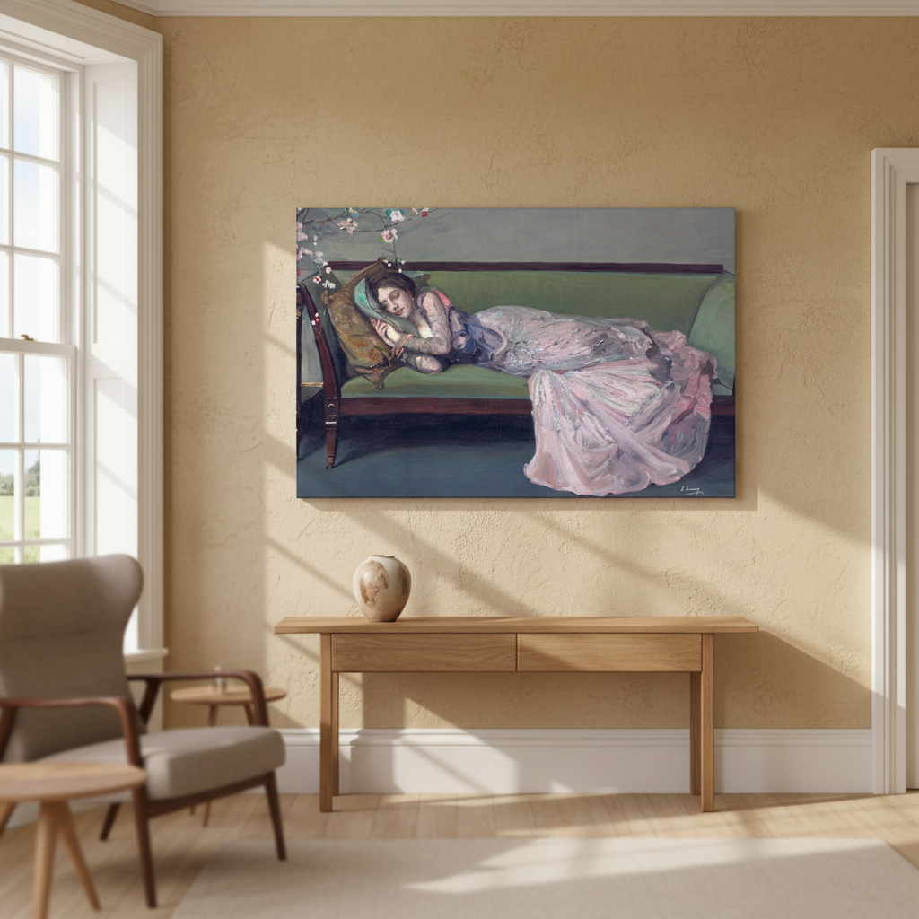 The Green Sofa — Sir John Lavery (1903) Canvas Print (view 7)