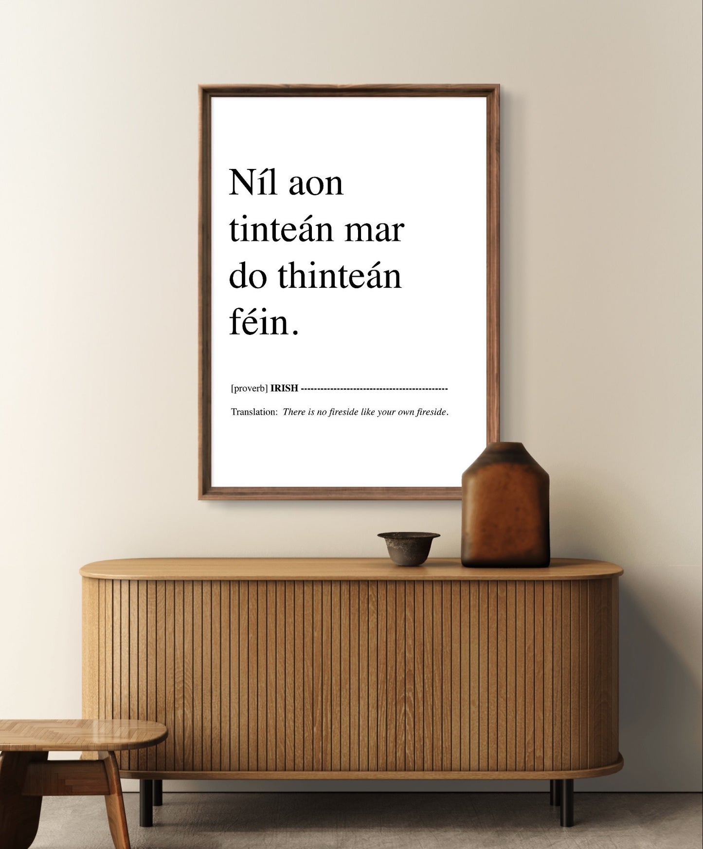 IRISH PRINT - Nil aon tintean mar do thintean fein, Irish Wall Art Prints,Irish Home Quote Print, Gaeilge, Housewarming Gift, No Place Like Home, Cute House Art, Ireland Phrase, There is no home like your own home Black and white Gaeilge text print.