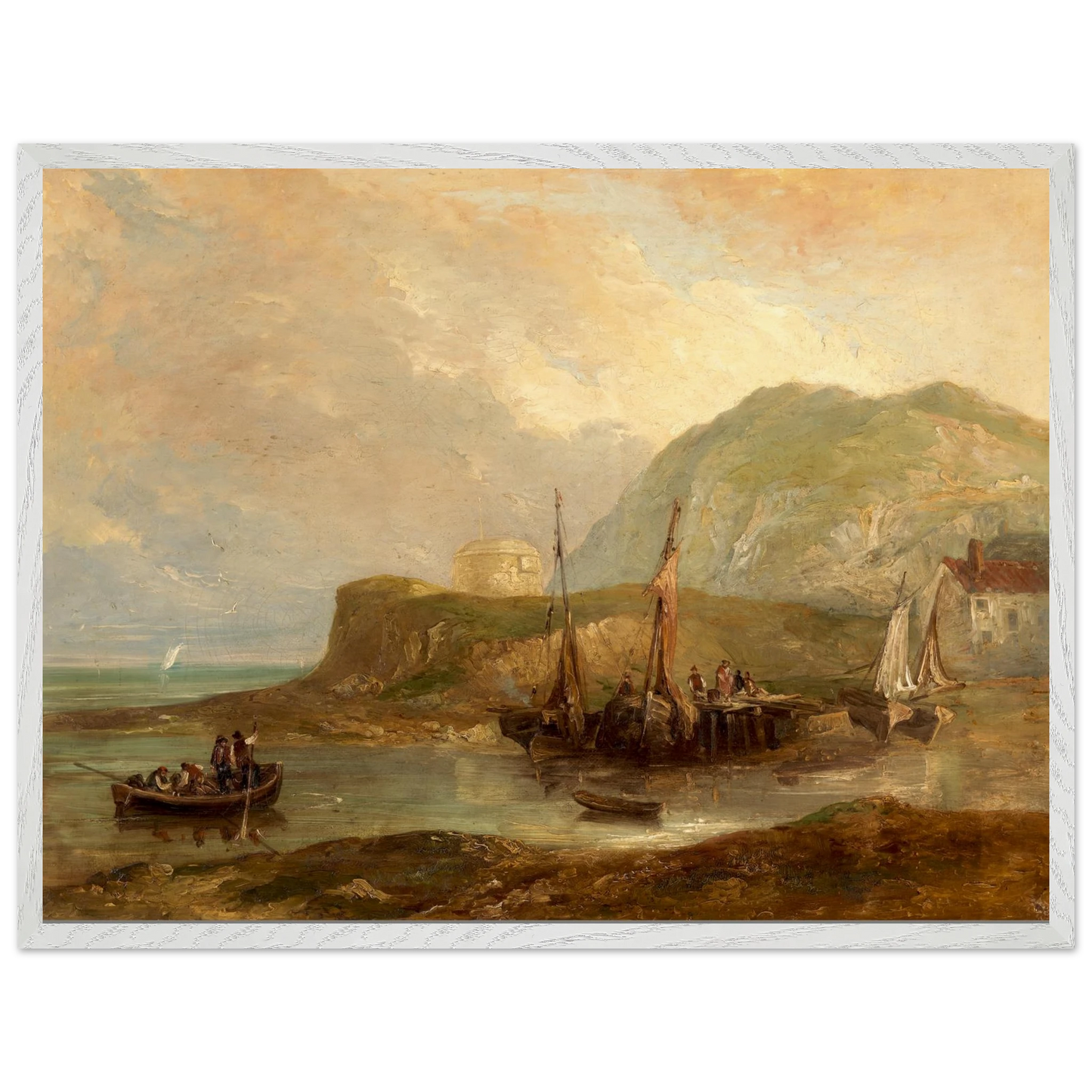White frame reproduction print of A View of Bray Head by Samuel Frederick Brocas