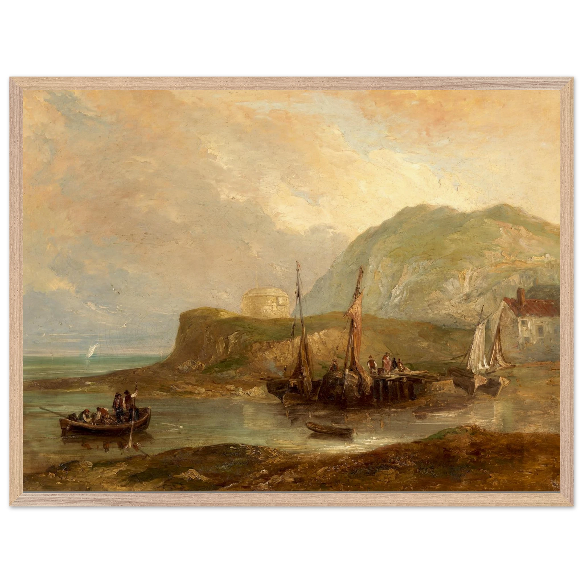 Wood frame reproduction print of A View of Bray Head by Samuel Frederick Brocas