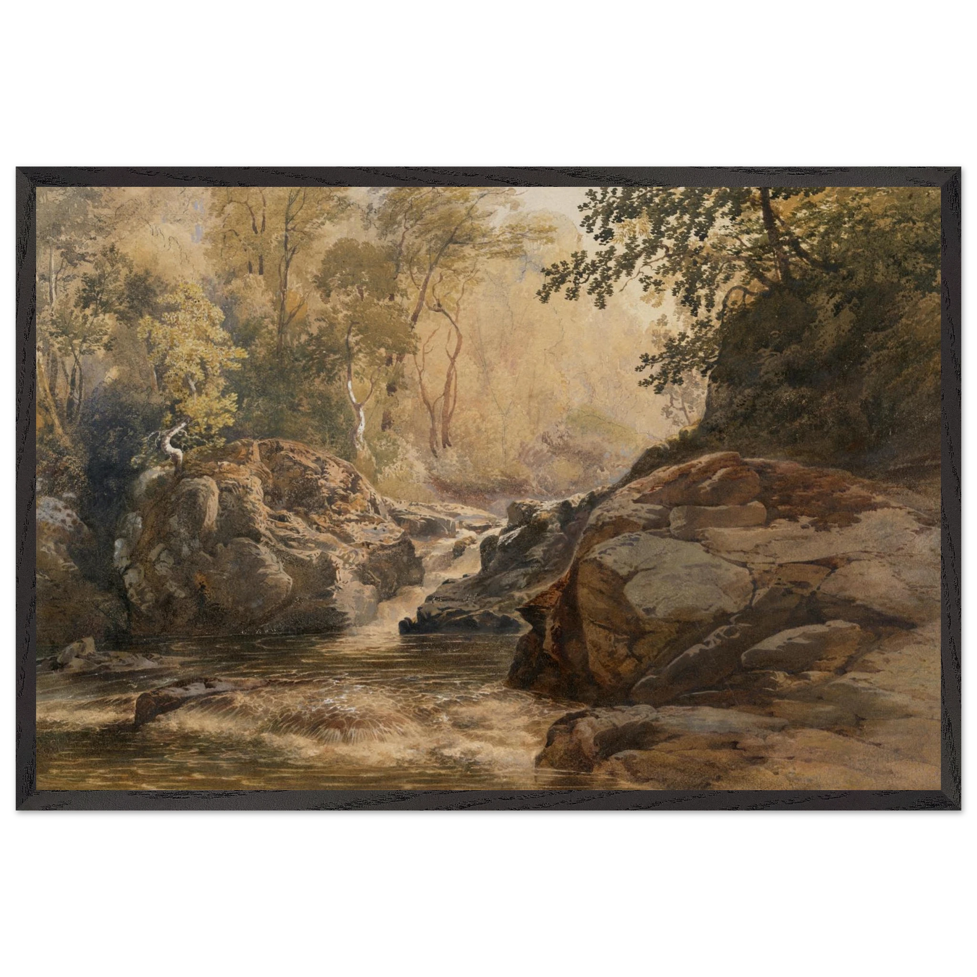 Large Black framed reproduction of A Glen by Irish Artist Henry Newton, National Gallery of Ireland