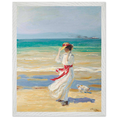 A Windy Day by Sir John Lavery, 40x50cm Collector’s Edition framed print in a white wood frame, bright coastal-ready décor.