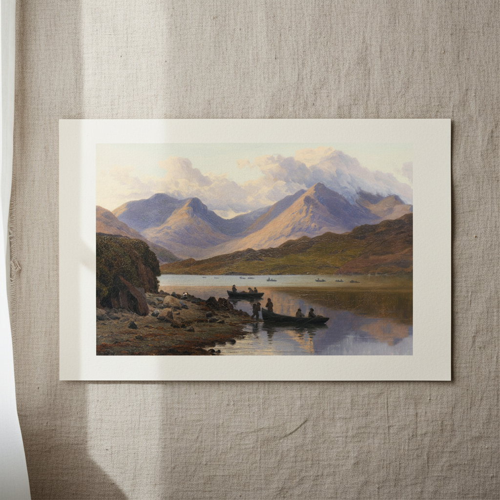 A View of the Killaries unframed print with a white border against a textured linen wall