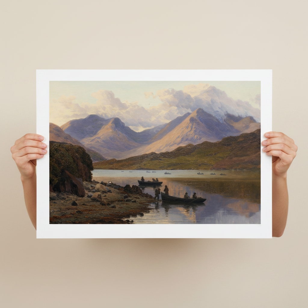A View of the Killaries unframed print with a white border held up by two hands