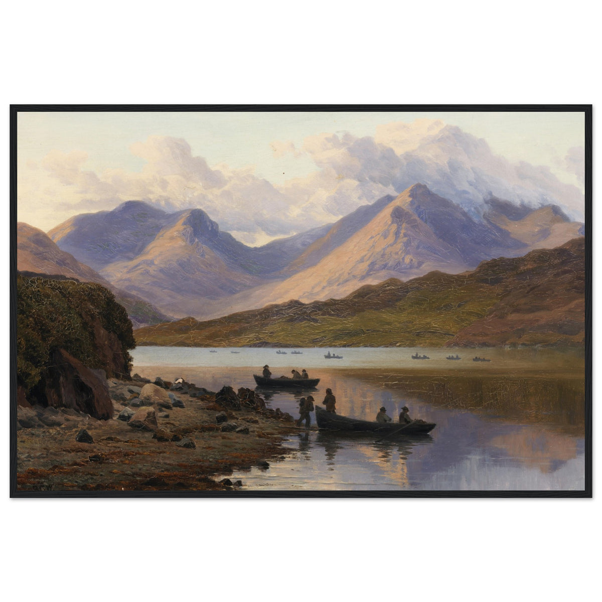 A View of the Killaries, from Leenane by Bartholomew Colles Watkins in a black frame