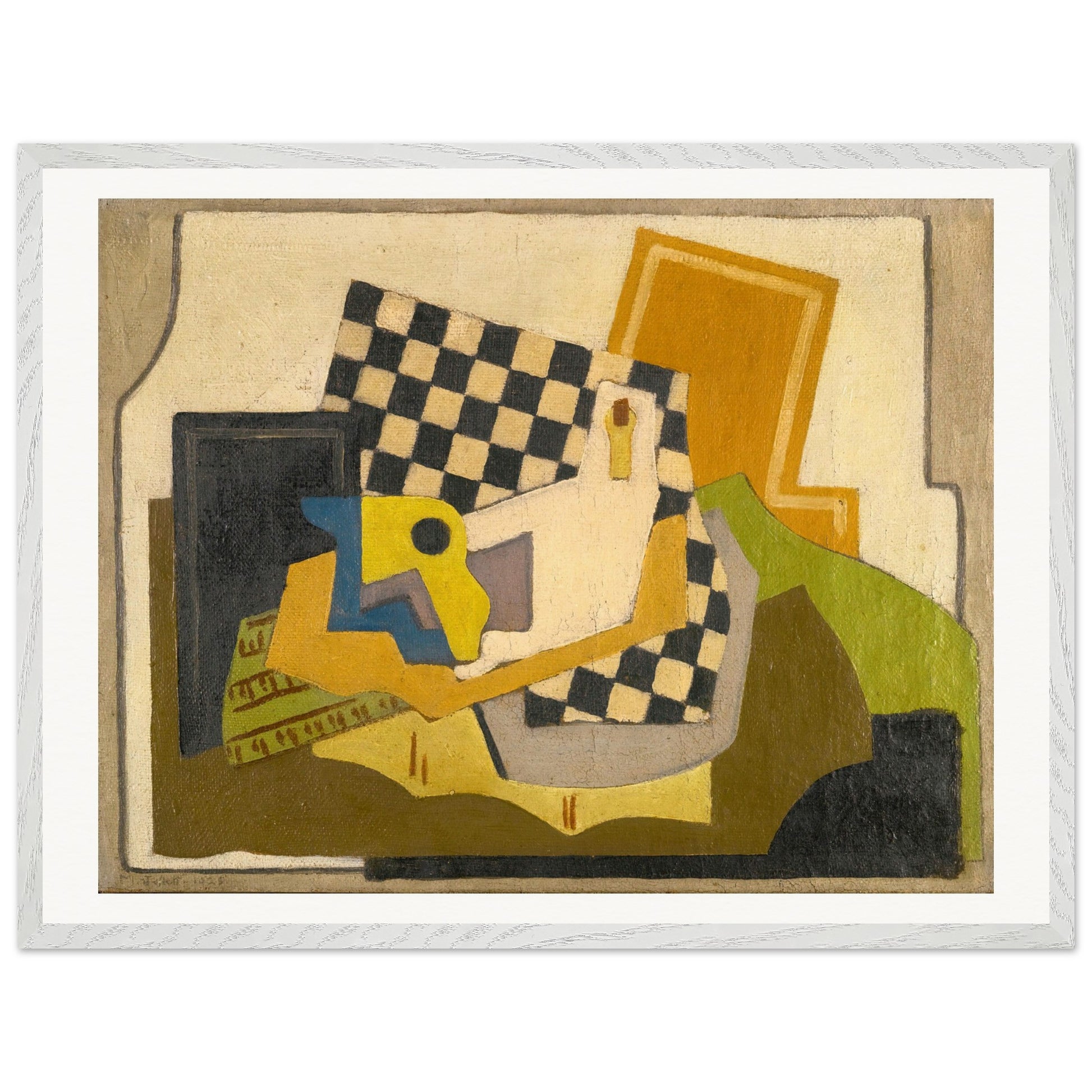 Composition (Chessboard) by Mainie Jellett - print in a natural wood frame