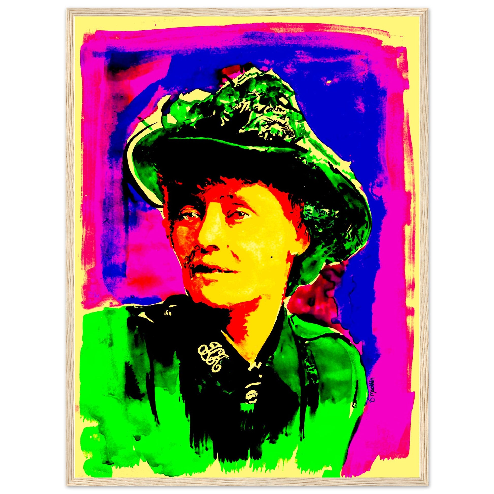 Framed art print by Ó Maoláin depicting Countess Markievicz, celebrating her courage and activism. This timeless piece blends art and history, capturing Ireland's heritage. Perfect for adding a meaningful touch to any space, honoring a trailblazing figure.