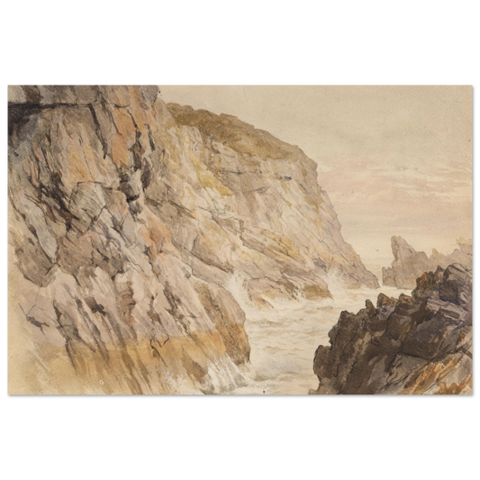 Framed reproduction of Cliffs at Howth, County Dublin by Frederic William Burton – museum-quality fine art print