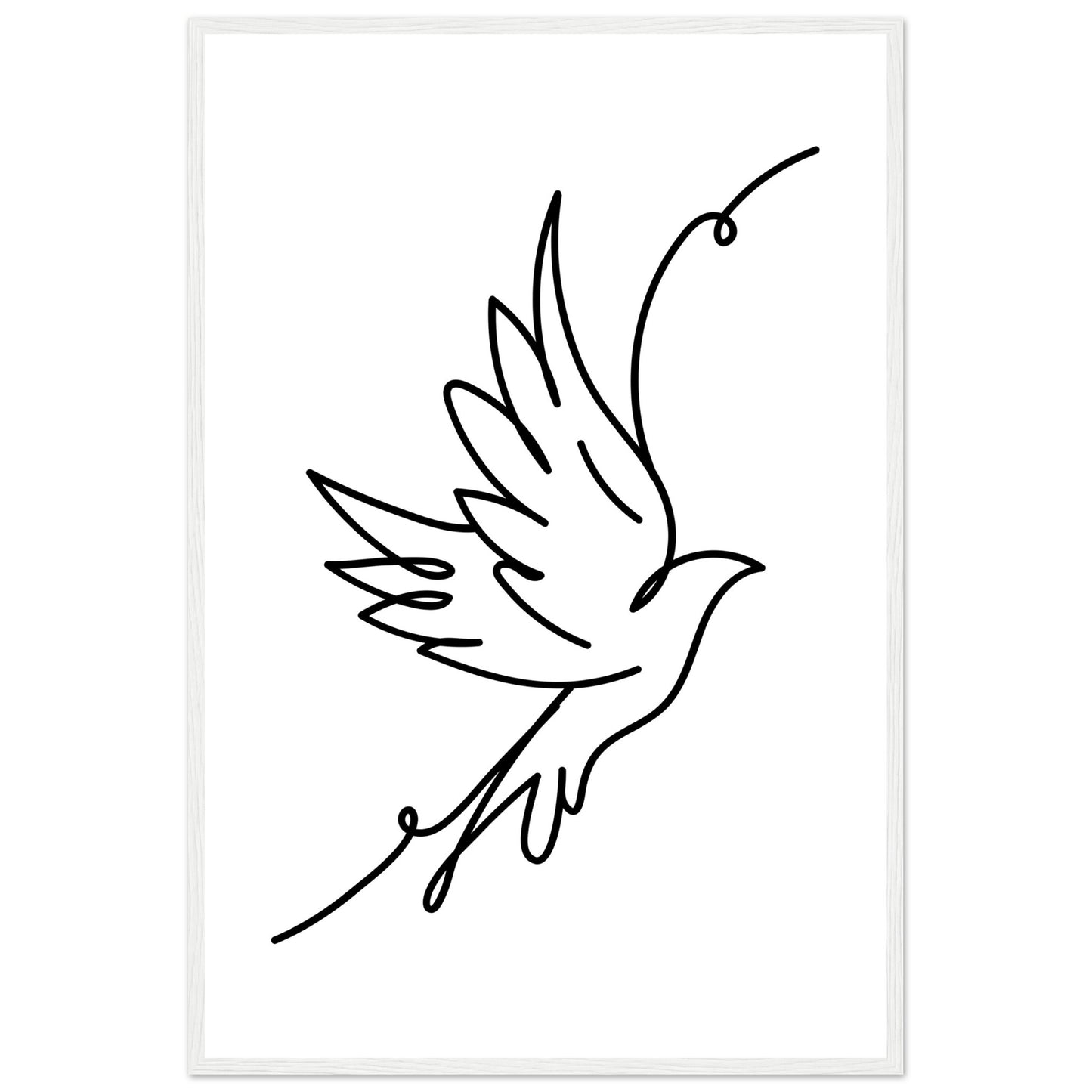 Minimalist Flying Bird Line Drawing Framed Art Print